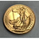 A half ounce Fine Gold Britannia £50 coin dated 1988