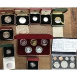 Royal Mint Silver Proof coins with Pobjoy Mint coins in Original Cases some with certificates ,