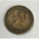 Rare Elizabeth II Halfpenny Coin floor/foreign object in the press.