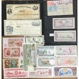 American cheques; with other bank notes. includes 1872 Cheque for National Bank of Lancaster