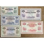 Northern Bank Limited Banknotes £1, £5, £10, £20, and £100, 1976-1988. all of a high grade.