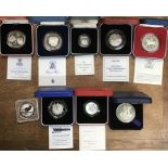 Collection of British Royal Mint Silver Proof Coins in Original Case with Certificate of