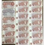 Collection of Bank of England 10 Shilling Banknotes from Peppiatt to Fforde.