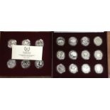 Collection of 18 Royal Mint Proof Sterling Silver Commemorative Crown size coins Commemorating
