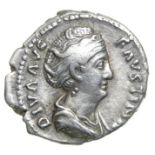Faustina Denarius.   Rome, after AD 147. Silver, 2.85 grams. 19.34 mm. Draped bust right, DIVA AVG