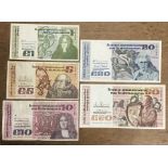 Central Bank of Ireland Banknotes £1 to £50.
