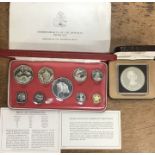 Bahamas 1974 Proof Set $5 & $2 Sterling Silver $1 & 50c .800 Silver with the other base metal coins,