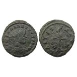 Allectus Antoninianus  London, AD 294-5. Billon, 4.13 grams. 21.89 mm. Radiate bust right, IMP C