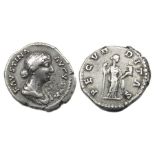 Faustina Junior Denarius.  Rome, AD 161-75. Silver, 3.10 grams. 19.39 mm. Draped bust right,