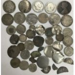 Collection of Pre 20 Silver coins, includes 1849 ‘godless’ Florin, James II shilling (poor