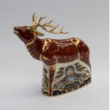 Sherwood Stag paperweight Royal Crown Derby gold stopper with box
