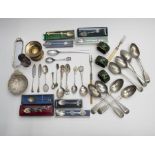 A collection of plated souvenir spoons and other plated flatwares etc (1 box)