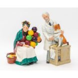 Royal Doulton The Balloon Seller figure along with Thanks Doc CR; the tail on the dog has been