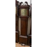 Scofield (Schofield) Barnsley 30hr longcase clock with 12" brass square dial, contained in an oak