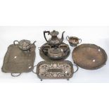 Collection of silver plated items including trays, tea sets etc