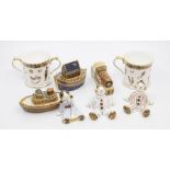 A collection of eight Royal Crown Derby boxed Treasures of Childhood examples including a Tug