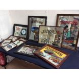 A collection of pub advertising wall mirrors, medium and small sizes, mid 20th Century ales and