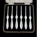 A set of six George V silver small lobster picks, hallmarked by William Suckling Ltd., Birmingham,