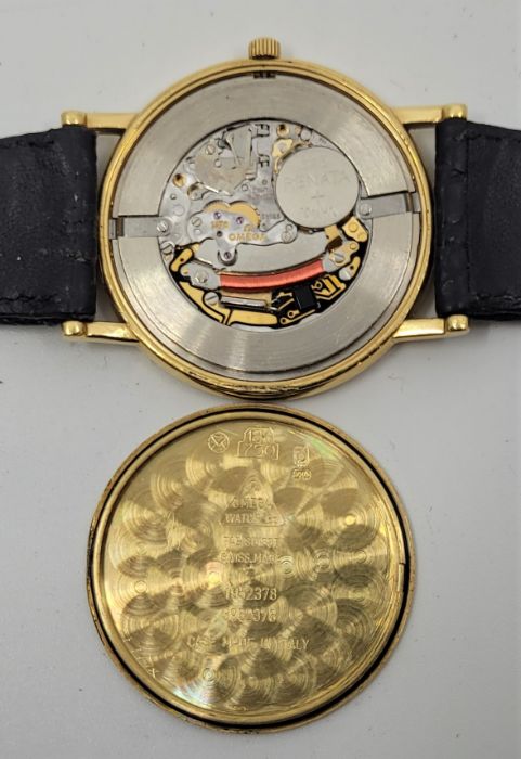An Omega De Ville 18ct. yellow gold gentleman's quartz wrist watch, cal. 1478, having dark blue - Image 2 of 4