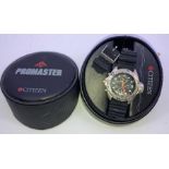 A cased Citizen Pro Master Divers watch,  strap at fault