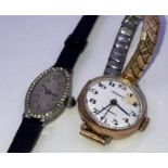 A gold backed Marvin watch and an Art Deco cocktail watch