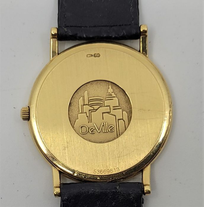 An Omega De Ville 18ct. yellow gold gentleman's quartz wrist watch, cal. 1478, having dark blue - Image 3 of 4