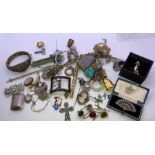 A collection of costume jewellery to include Georgian buckle.