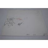 Pink Panther Sketch Signed By Friz Freleng