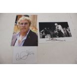 The Who - Pete Townshend signed small photo and paper signed Roger Daltrey with a colour photo.