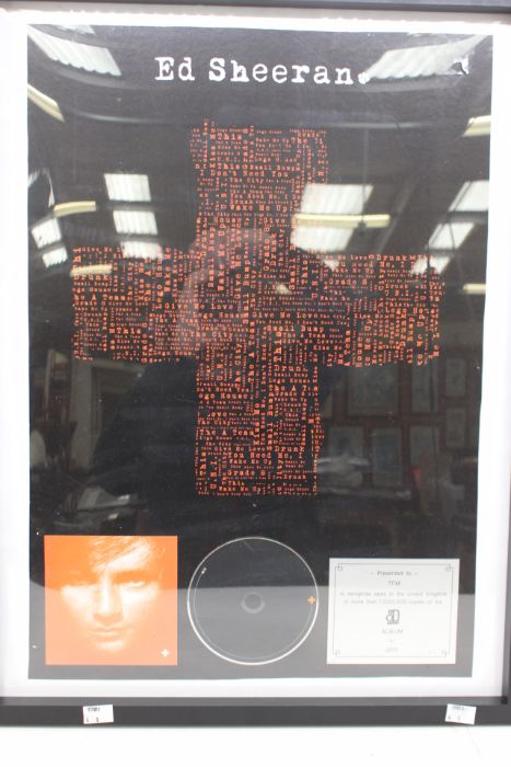 Framed Ed Sheeran Cd Award - Image 3 of 4