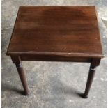 A short early 20th century stool, rectangular top with moulded edge, raised on four turned supports