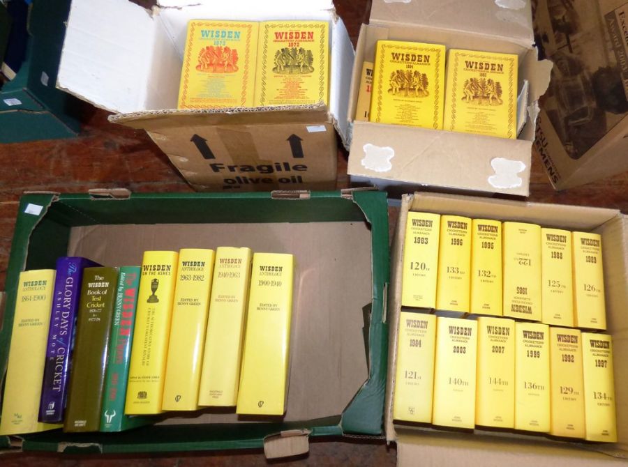 4 boxes of Wisdens cricket Almanacks 4 volumes are 1863-1900 , 1900-1940 , 1940-1963 , 1963-82 ,