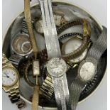 A tin of ladies dress watches including a number of early 20th century watches. (15)