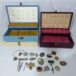 3 jewellery boxes and a collection of costume jewellery