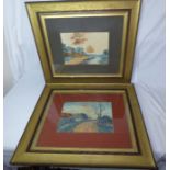 2 watercolour paintings signed H Whittaker 1903 , 65cm x 75cm