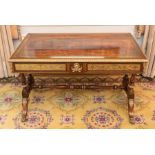 A George IV rosewood and mahogany brass inlaid library table, attributed to Morel & Seddon circa