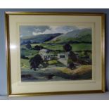 Large watercolour of a farm scene , signed Alf Cuthbert lower right . frame size 69 x 58 cm