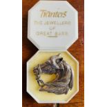 Sterling Silver Horse Brooch - 13.72 Grams, 4cm x 4cm, with retailers box 'Tranters of Great