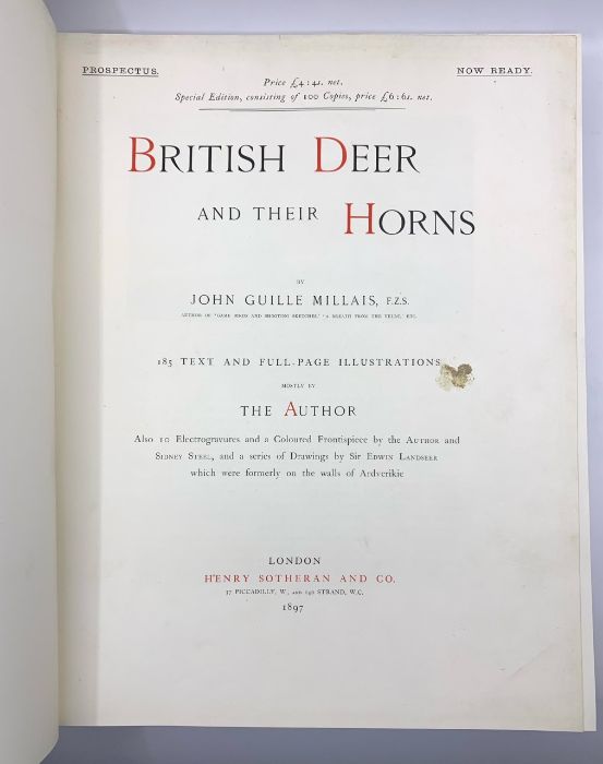 Millais, John Guille. British Deer and their Horns, first edition, London: Henry Sotheran and Co., - Image 2 of 3