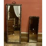 A Chinese huanghuali and mother of pearl rectangular looking glass mirror, hardwood frame inlaid