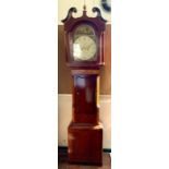 A George III mahogany, satinwood and ebonised strung 8-day longcase clock by Joseph Plowman,