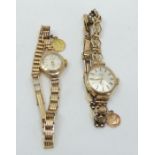 A pair of 9 ct gold ladies watches - Rotary and Suprema. Watches untested.
