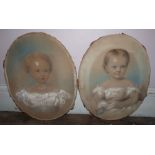Alexander Blaikley (1816-1903)  2 oval pastel portraits of Young girls , signed and dated 1853 and