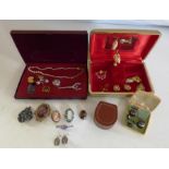 Quantity of silver and costume jewellery and a musical jewellery box