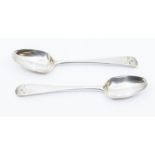 A pair of late 18th Century silver teaspoons by Hester Bateman, circa 1790, 28g approxCONDITION: