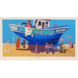 Leon Morrocco ARSA RGI (b.1942) Siesta at the Boatyard Limited edition print, 172/195, signed and