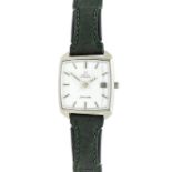 Omega - a gentleman's steel Seamaster automatic wristwatch, circa 1970's, square white dial, with