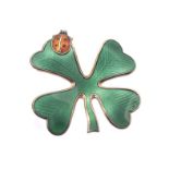 David Anderson- a Norwegian modernist silver gilt enamel brooch in the form of a four leaf clover