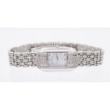 Signoretti- a ladies diamond set 18ct white gold Signoretti wristwatch, rectangular mother of
