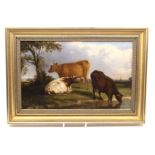 British School (19th century), Cattle Watering, apparently unsigned, oil on board, approx 21cm x